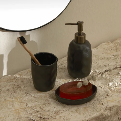 Karaca Home Tracy 3'lü Banyo Aksesuar Seti Siyah 