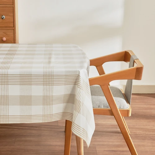 Karaca Home Luna Ekoseli Pvc Masa Örtüsü Bej
