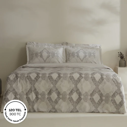 Karaca Home Chain %100 Pamuk 120 Tel Çift Kişilik Saten Nevresim Takımı Gri