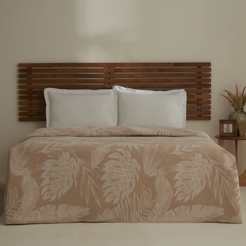Karaca Home Leafy Sea Müslin Çift Kişilik Tek Pike Bej