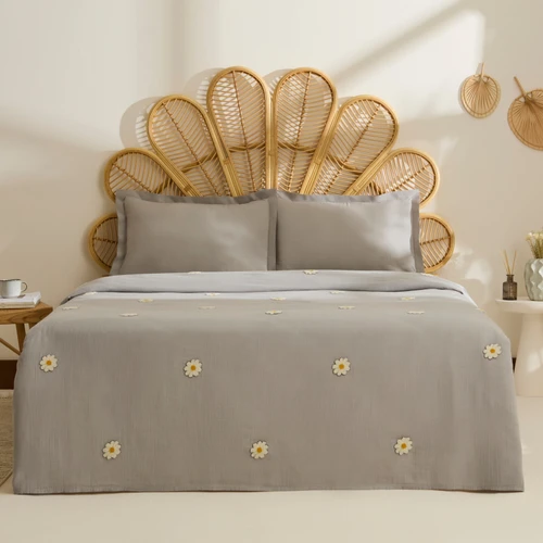 Karaca Home Liona %100 Pamuk Müslin Çift Kişilik Pike Takımı Gri 