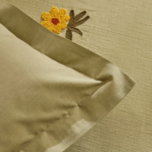Karaca Home Sunflower %100 Pamuk Müslin Çift Kişilik Pike Takımı Adaçayı 