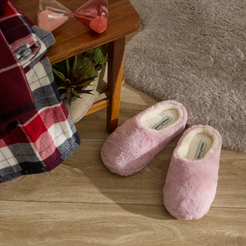 Karaca Home Cosy Peluş Kadın Ev Terliği 38-39 Numara Pembe/Beyaz