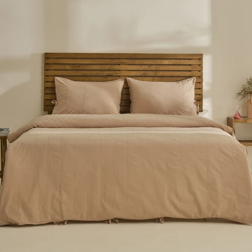 Karaca Home Carmine %100 Pamuk Nakışlı Çift Kişilik Nevresim Takımı Pudra