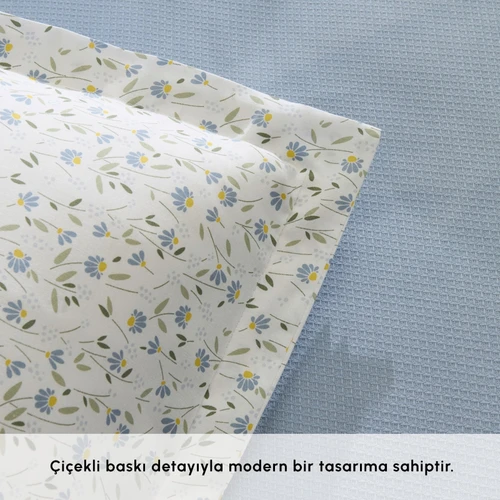 Karaca Home Lina Bambu Tek Kişilik Pike Takımı Mavi