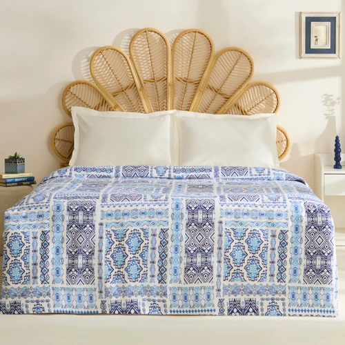 Karaca Home Lunara %100 Pamuk Çift Kişilik Tek Pike Mavi