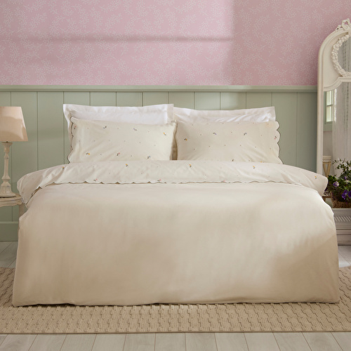 Karaca Home Nellie Nakışlı %100 Pamuk Çift Kişilik Nevresim Takımı Beyaz