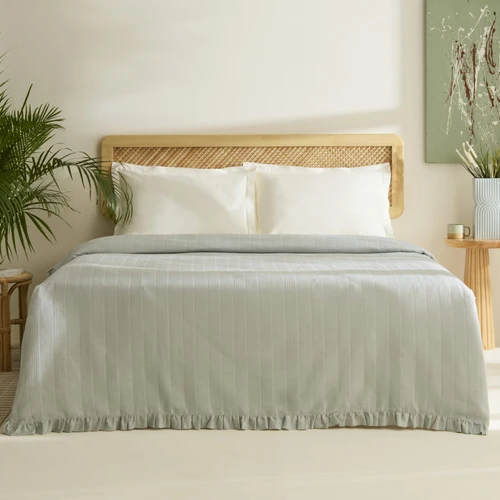 Karaca Home Maye %100 Pamuk Fırfırlı Çift kişilik Tek Pike Mint
