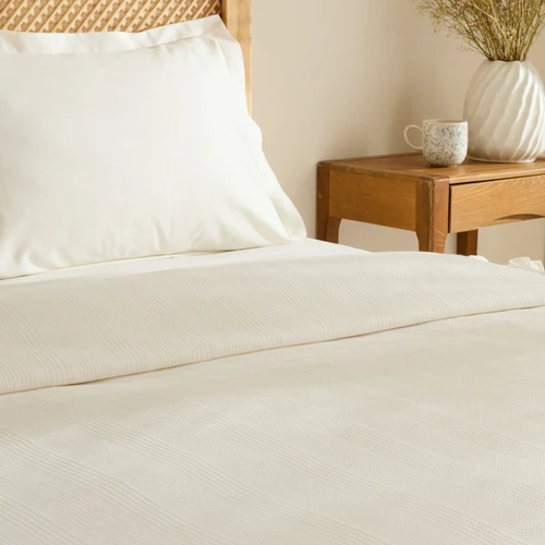 Karaca Home Maye %100 Pamuk Fırfırlı Tek Kişilik Tek Pike Beyaz