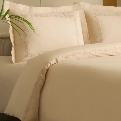 Karaca Home Cortez Nakışlı %100 Pamuk Çift Kişilik Nevresim Takımı Bej 