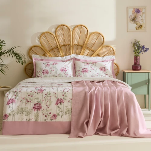 Karaca Home Mia %100 Pamuk Çift Kişilik Nevresim Pike Takımı Gül Kurusu