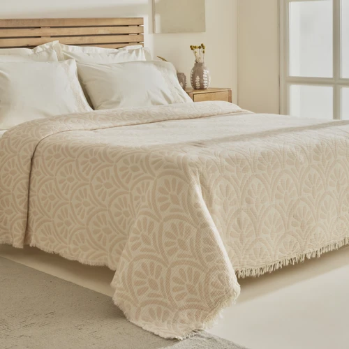 Karaca Home Shailyn Nakışlı Müslin Çift Kişilik Pike Takımı Pudra