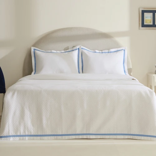 Karaca Home White Collection Doris %100 Pamuk Çift Kişilik Yatak Örtüsü Takımı Mavi 