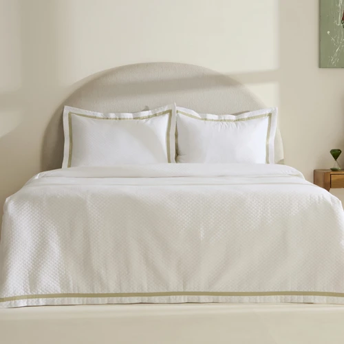 Karaca Home White Collection Doris %100 Pamuk Çift Kişilik Yatak Örtüsü Takımı Adaçayı