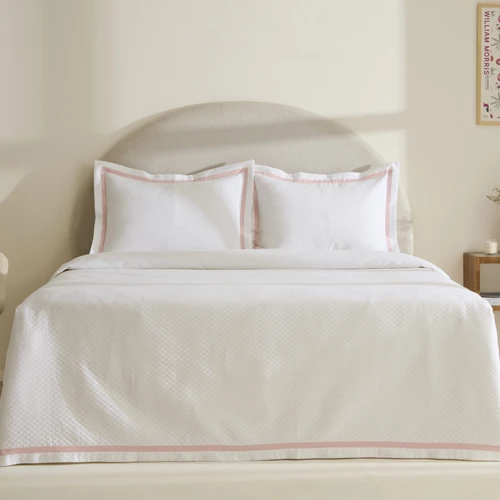 Karaca Home White Collection Doris %100 Pamuk Çift Kişilik Yatak Örtüsü Takımı Pudra