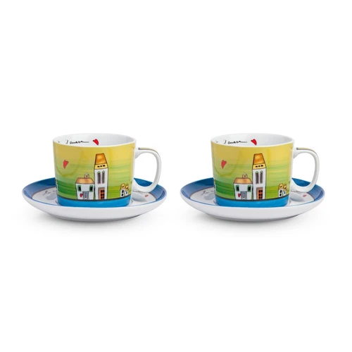 Egan Italy Le Casette 2'li Çay Fincanı Seti Mavi