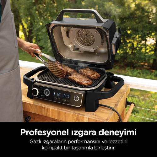 Ninja Woodfire Elektrikli Barbekü Grill ve Smoker Gri Siyah