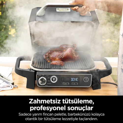 Ninja Woodfire Elektrikli Barbekü Grill ve Smoker Gri Siyah