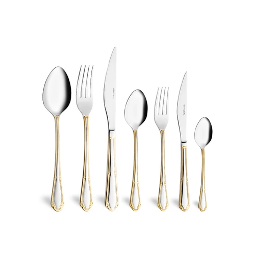 Emsan Elegance Göksu Gold 84 Parça 12 Kişilik Lüks Kutulu Çatal Kaşık Bıçak Seti