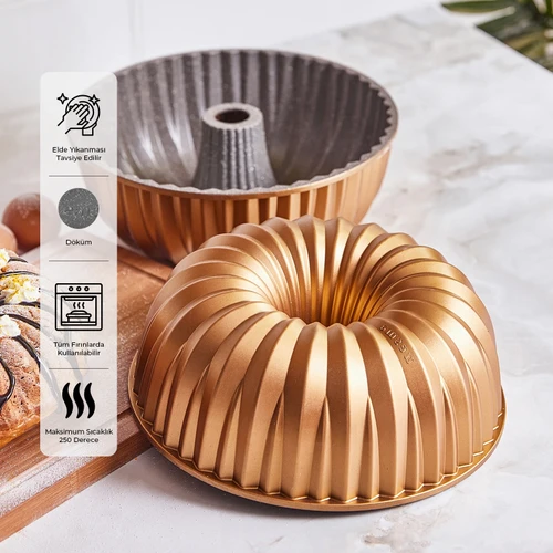 Emsan Griss Hardstone Döküm Kek Kalıbı Gold 24 cm 