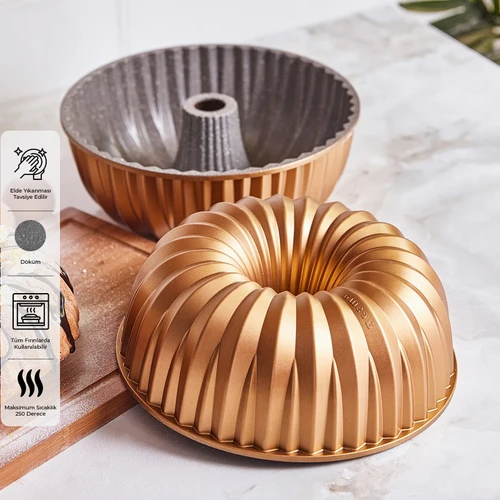 Emsan Griss Hardstone Döküm Kek Kalıbı Gold 24 cm 