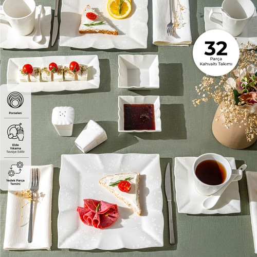 Emsan Bahar Porselen 32 Parça 6 Kişilik Kahvaltı/Servis Takımı