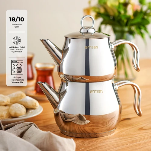 Emsan Lina Midi Çaydanlık Takımı İnox 1 - 1.6 Lt