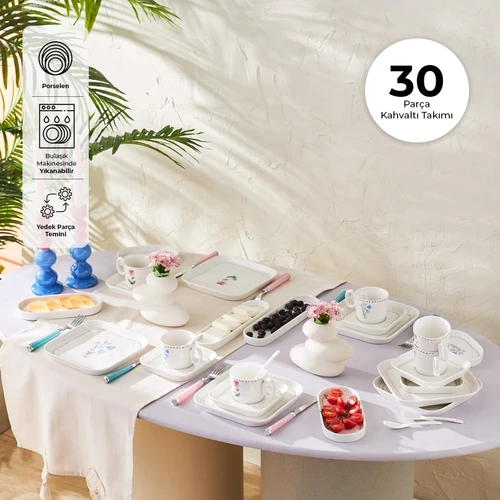 Emsan Viola Porselen 30 Parça 6 Kişilik Kahvaltı Takımı