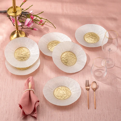 Emsan Golden 6 Kişilik Cam Pasta Seti 21 cm