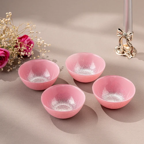 Emsan Pastel 4 Parça Cam Kase 10 cm Pembe