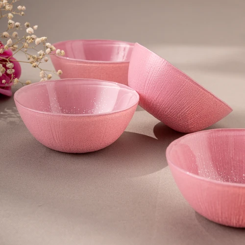 Emsan Pastel 4 Parça Cam Kase 10 cm Pembe