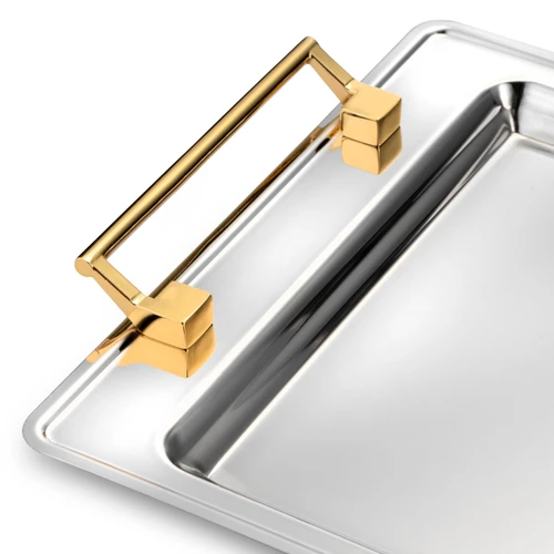 Jumbo Taranto Çelik Büyük Tepsi Gold 48,5 x 31,5 cm