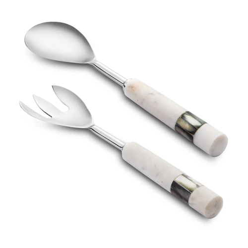 Jumbo Romano Mermer Salata Servis Seti Beyaz