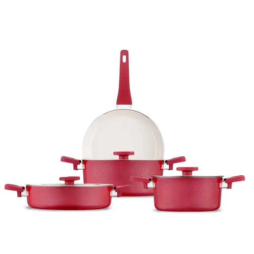 Jumbo Swiss Crystal 7 Parça Tencere Seti Red