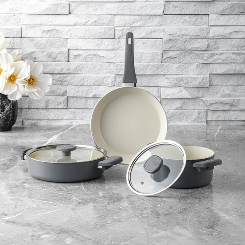 Jumbo Swiss Crystal Grey 5 Parça Tencere Seti