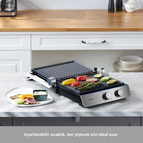 Homend Grilliant 1344H Inox Gövdeli, Döküm Plakalı Tost ve Izgara Makinesi