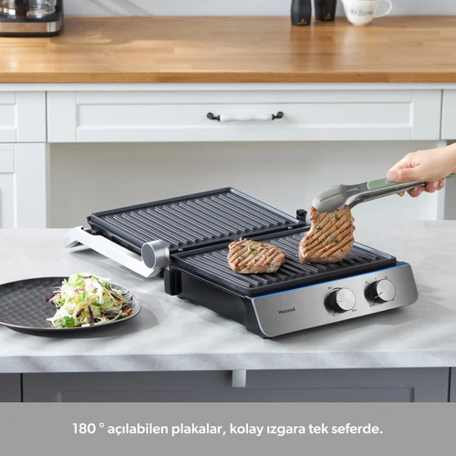 Homend Grilliant 1344H Inox Gövdeli, Döküm Plakalı Tost ve Izgara Makinesi
