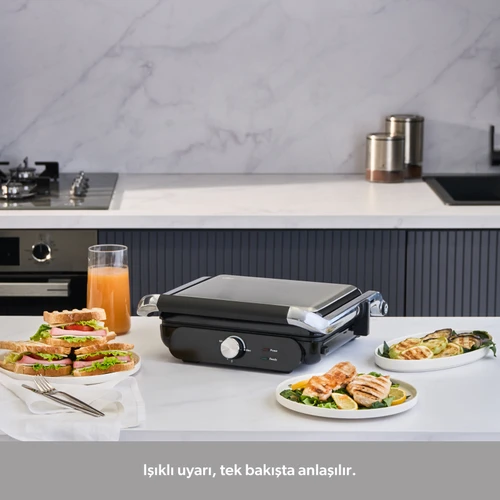 Homend Grilliant 1366H Inox Gövdeli Çıkarılabilir Döküm Plakalı Tost ve Izgara Makinesi