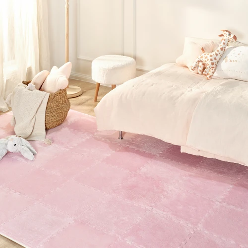 Kaşmir Halı Puzzle Mat Pudra Pembe 30x30 cm