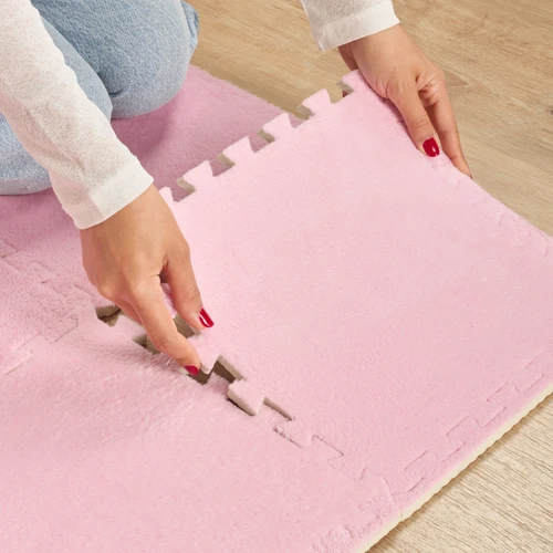 Kaşmir Halı Puzzle Mat Pudra Pembe 30x30 cm