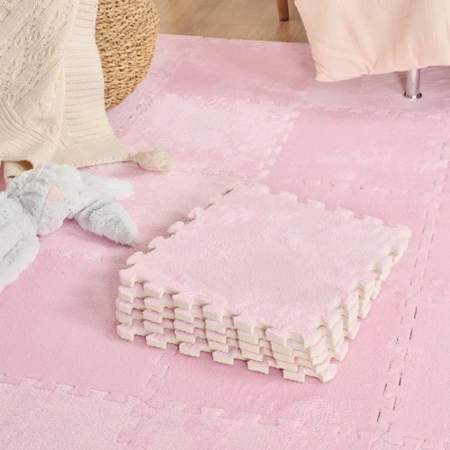Kaşmir Halı Puzzle Mat Pudra Pembe 30x30 cm