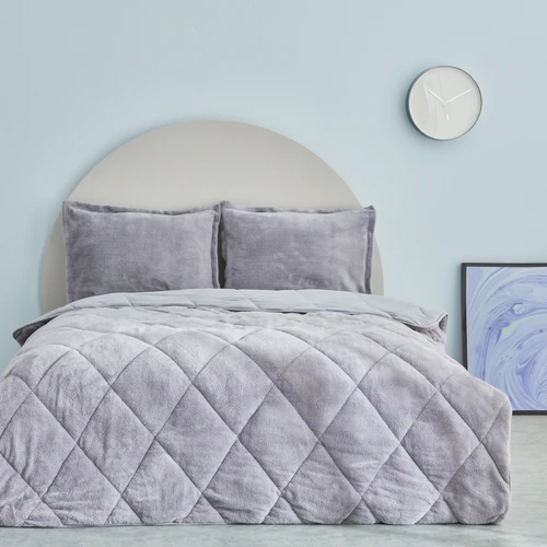 Sarah Anderson Cornelia Sherpa Çift Kişilik Comfort Set Gri