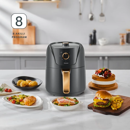 Homend Airfryday 2505H 8 Farklı Programlı, 4,3 Litre Airfryer Antrasit