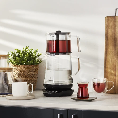 Homend Royaltea 1746H Konuşan Cam Çay Makinesi Siyah