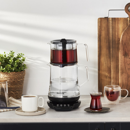Homend Royaltea 1746H Konuşan Cam Çay Makinesi Siyah