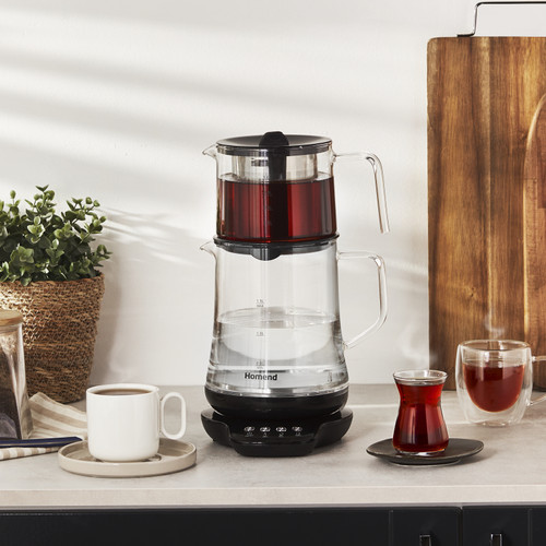 Homend Royaltea 1746H Konuşan Cam Çay Makinesi Siyah