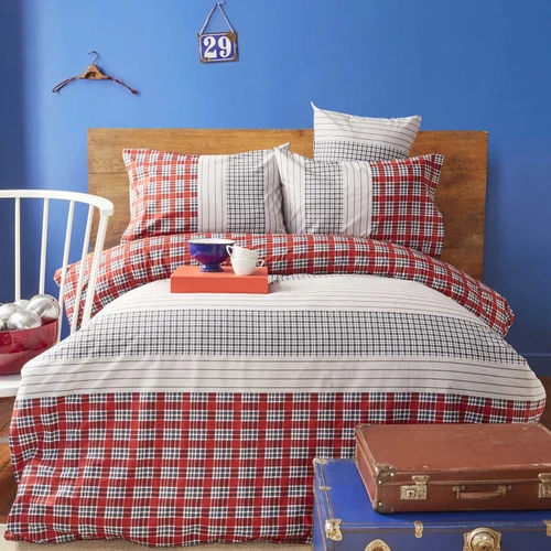 Nautica Home Lord Howe Bordo %100 Pamuk Çift Kişilik Nevresim Seti