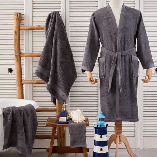Nautica Home Pruva Antrasit %100 Pamuk Bornoz S/M