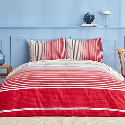 Nautica Home Olympus Stripe Çift Kişilik Nevresim Takımı Red