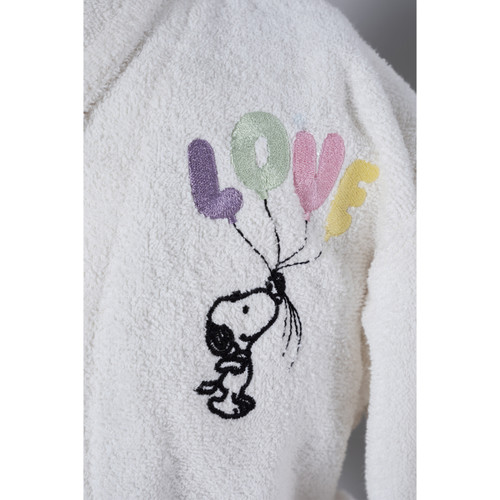 Peanuts by Karaca Home Love Offwhite Nakışlı Çocuk Bornoz Set 4-6 Yaş